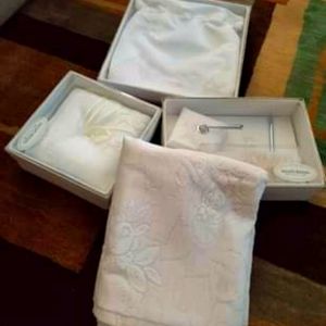 Never used ring bearer pillow, guest book, money bag, table #s 1-24